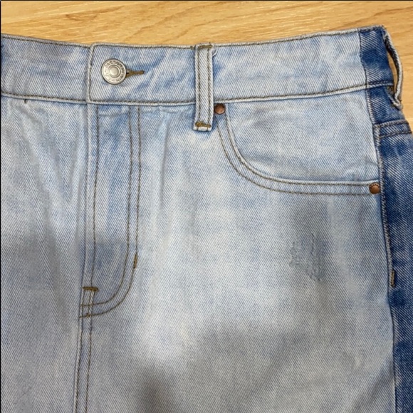 PACSUN TWO TONE CUT OFF DENIM SKIRT - Picture 5 of 8